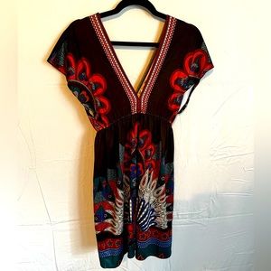 Boho Flying Tomato Mini Dress EUC size M